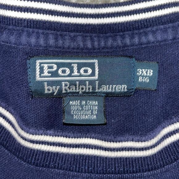 Polo by Ralph Lauren Big Man Pocket Red Pony Mens T shirt 3XB Blue White Trim - Picture 3 of 4